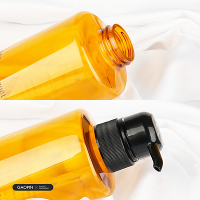 500ml কাস্টমাইজড বিলাসবহুল পোষা প্লাস্টিক বডি ওয়াশ লোশন পাত্রে স্বচ্ছ শ্যাম্পুর বোতল