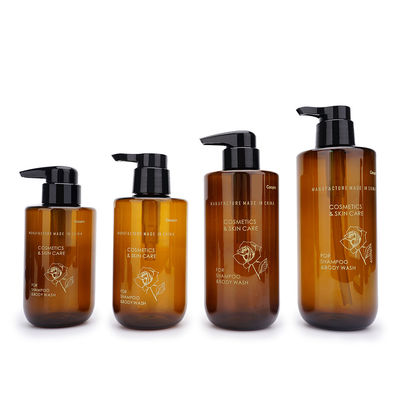 300ml 400ml 500ml 600ml রাউন্ড অ্যাম্বার শ্যাম্পু কন্ডিশনার প্লাস্টিক শ্যাম্পু বোতল