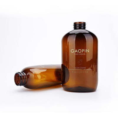 অ্যাম্বার পিইটি বোতল 340ml 520ml প্যাকেজিং শাওয়ার জেল প্লাস্টিক শ্যাম্পু বোতল