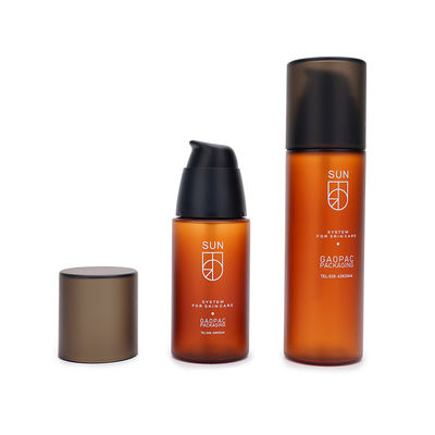 ফ্রস্টেড অ্যাম্বার পেট প্লাস্টিকের বোতল 30ml 100ml 120ml স্কিনকেয়ার প্যাকেজিং